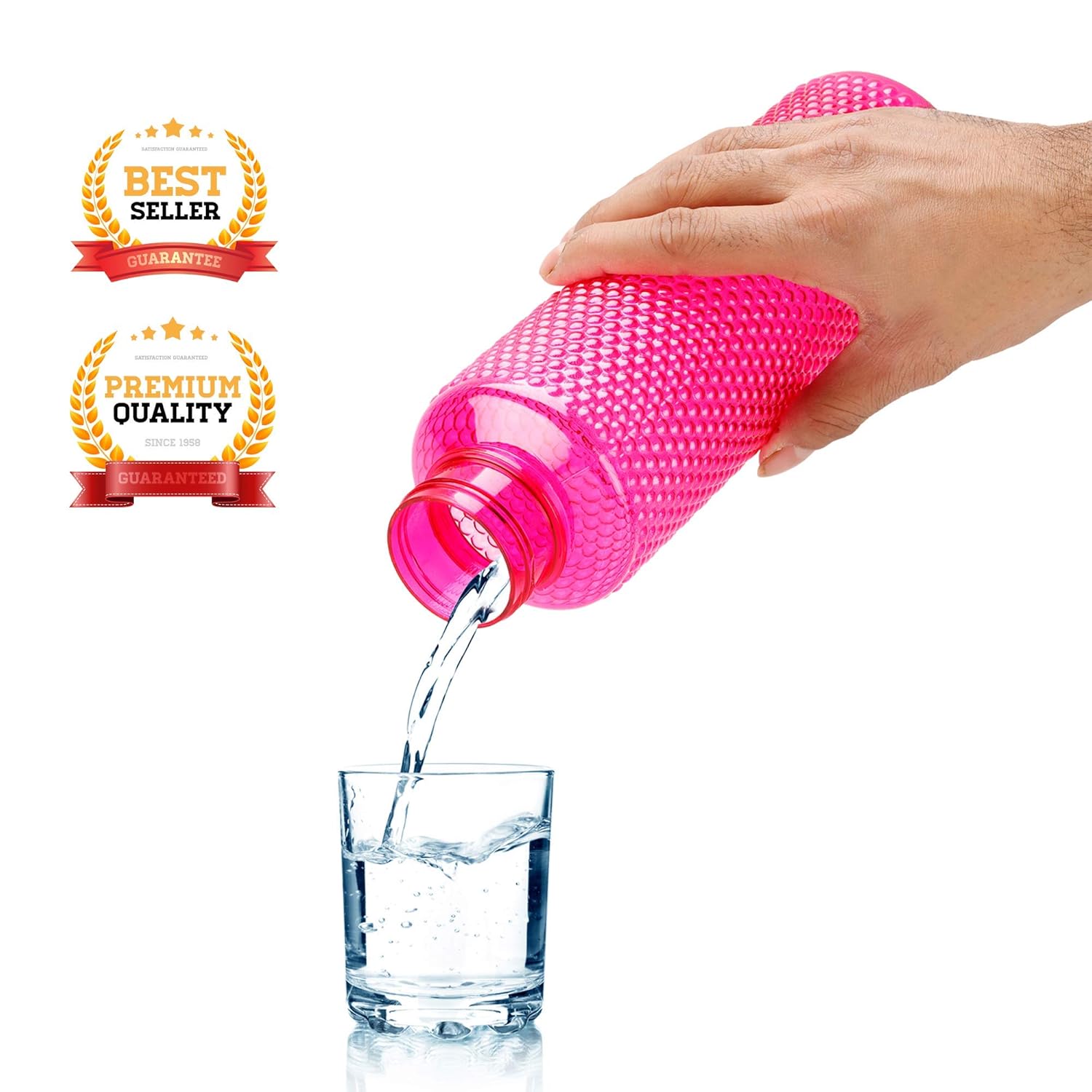 Oliveware Honey Comb 1000 ml Sturdy and Unbreakable Water Bottle with Round Cap (Blue) -Pack of 6