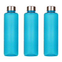 Oliveware Premium PET Water Bottle | Birdseye Range | 1 Litre Bottle | Better Grip | 1000 Ml Capacity | for Home & Office Use (Blue, 3)