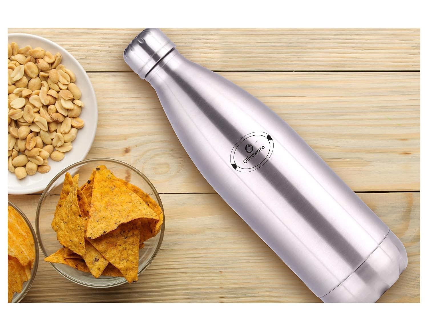 Oliveware Camo Vaccum Bottle with Sleeve, Stainless Steel (1000ml), Hot and Cold, Insulated Bottle, Fit for Indoor & Outdoors - Silver