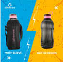 oliveware SOPL Jumbo Water Bottle With Washable Carry Sleeve, Shoulder Strap, 2 Litre Bottle, BPA Free & Leak Proof, Fits in Fridge, Pack of 1 (Black_Pink)
