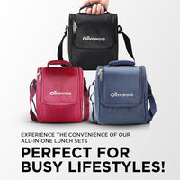 SOPL-OLIVEWARE Teso Elite Pro Lunch Box with Steel Cutlery, 3 Microwave Safe Inside Steel Containers(290ml, 450ml & 600ml),Plastic Pickle Box (130ml),Steel Water Bottle(750ml)