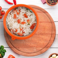 oliveware SOPL (logo) with Device Benny Microwave Containers with BPA Free Airtight Lid, Leak Proof, 3 Inner Steel Container (290 ml, 450 ml & 600 ml), Home & Office Use - Orange