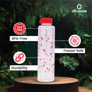 oliveware Elegant Range Premium PET Water Bottle With Better Grip, BPA Free & 100% Leak Proof, 1 Litre Bottle, For Home & Office Use, Pack of 6 - Red