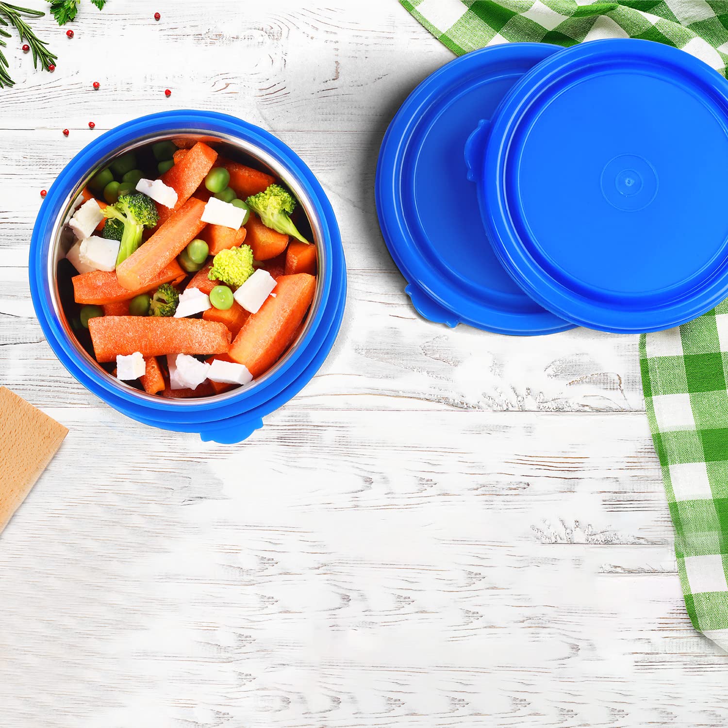 Oliveware Air Tight Lids for Benny Container | Set of 3 | Spill Proof | Leak Proof | For 290ml, 450ml, 600ml | Dishwasher & Freezer Safe (Midnight Blue)