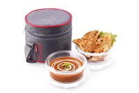 SOPL-OLIVEWARE Joy Glassware Round Lunchbox, Borosilicate Glass Containers, Microwave Safe & Leak Proof, 2 Containers with BPA Free Lids (400ml) Each - Red