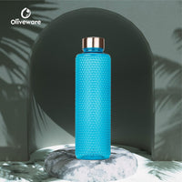 Oliveware Premium PET Water Bottle | Birdseye Range | 1 Litre Bottle | Better Grip | 1000 Ml Capacity | for Home & Office Use (Blue, 3)