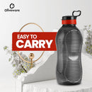 Oliveware King 2 Litre Water Bottle | For Home, Office & Gym | 2000 ML Jumbo Size | Sturdy with Holder | BPA Free Premium Bottle | Best Big 2L Bottle - Black Red (Plastic)