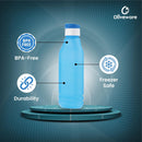 oliveware Triangular Range Premium PET Water Bottle, BPA Free & Leak Proof, 1 Litre Bottle, Better Grip, for Home & Office Use, Set of 3 (Blue)