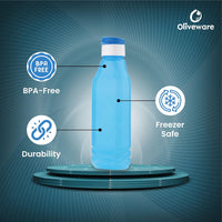 oliveware Triangular Range Premium PET Water Bottle, BPA Free & Leak Proof, 1 Litre Bottle, Better Grip, for Home & Office Use, Set of 3 (Blue)