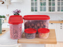 Oliveware Modular Storage Containers, BPA Free, For Pulses, Rice, Dal, Atta & Flour, Set of 4 (2x1800ml, 2x180ml) - Red