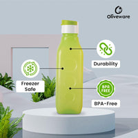 Oliveware Premium PET Water Bottle | SUPERIYA Range | Green - Pack of 6 | 1 Litre Bottle | Better Grip | 1000 Ml Capacity | for Home & Office Use