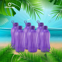 oliveware Jumbo 2 Litre Water Bottle, 100% Leak Proof, BPA Free Premium Plastic Bottle, for Home, Office & Gym, Sturdy with Holder, Pack of 6 (Voilet)