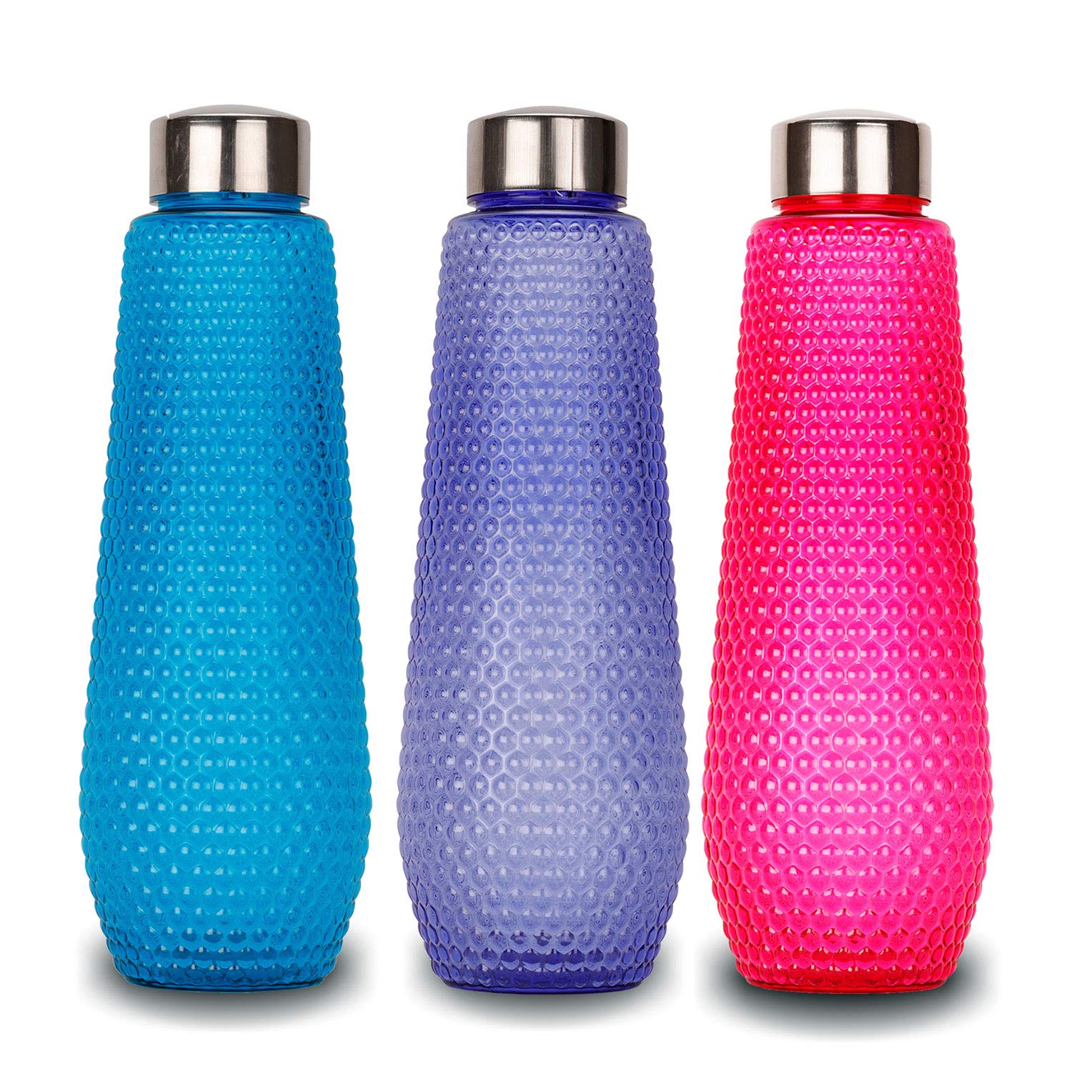 oliveware Corn Water Bottle with Round Cap | 1 Litre Bottle | BPA Free & Leak Proof | Sturdy | Multi | Pack of 3