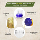 oliveware Oil Dispenser | Easy to Pour | Leak-Proof | Oil Container Transparent | 500 Ml Capacity | Pack of 2 | Anti Skid & No Spill Bottle - Blue