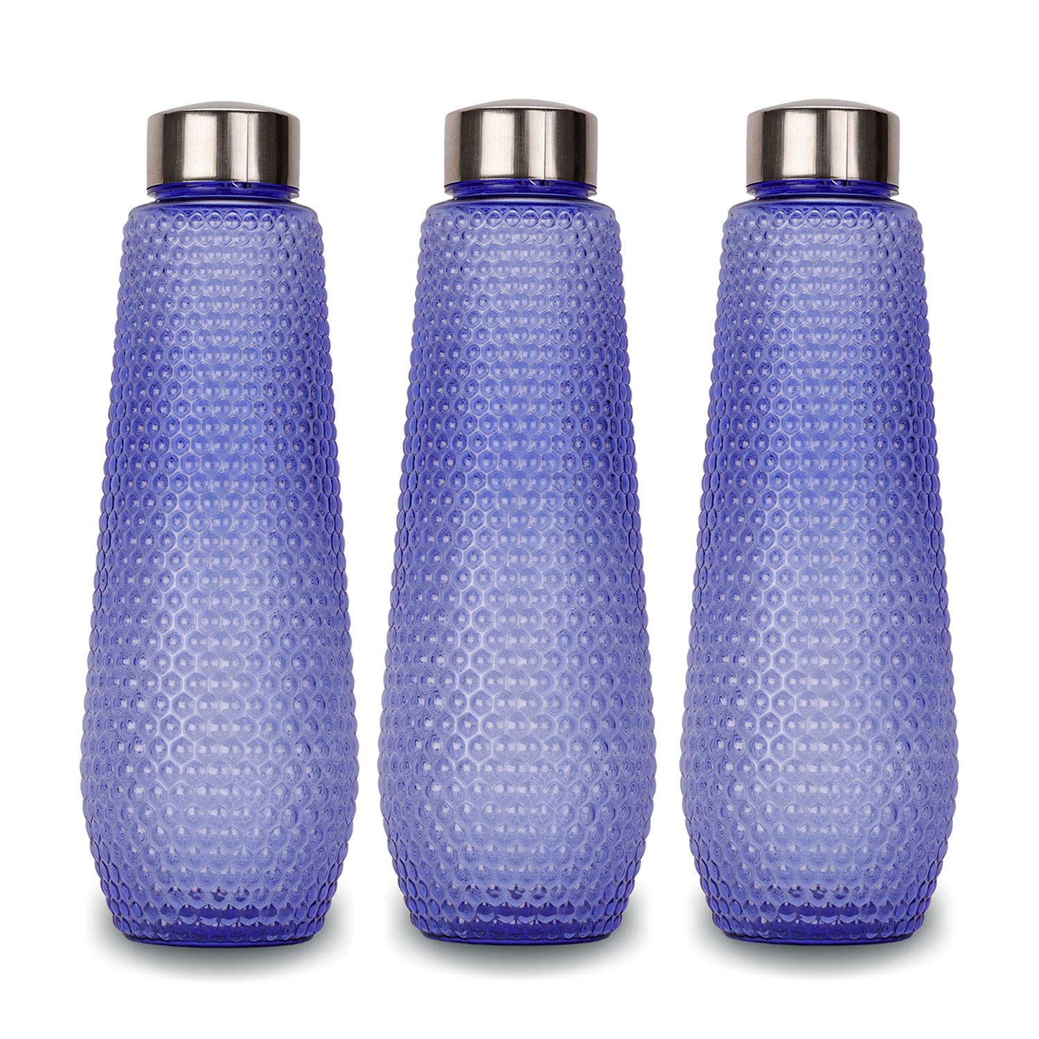 oliveware Corn Water Bottle with Round Cap | BPA Free & Leal Proof | 1 Litre Bottle | Violet | Pack of 3