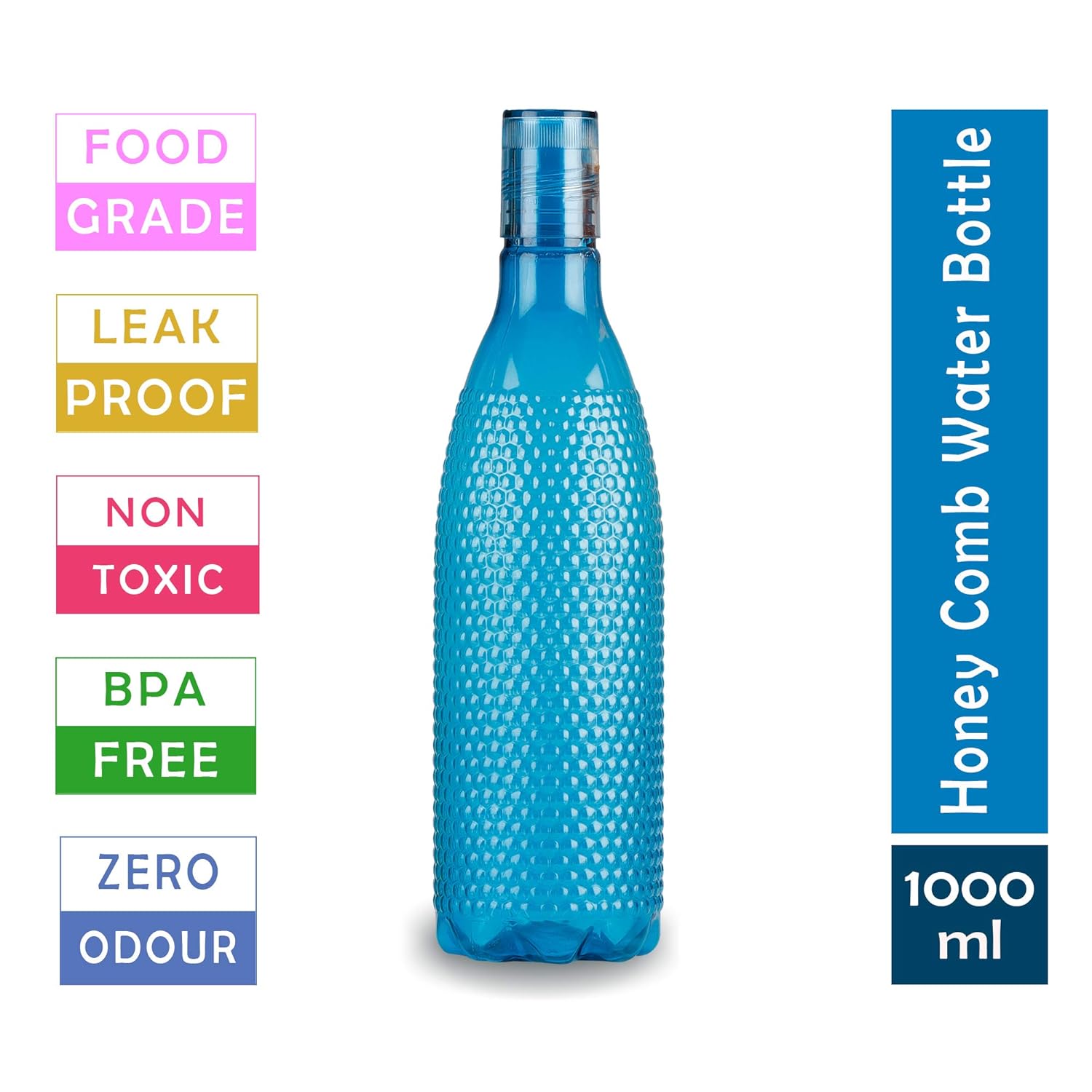 Oliveware Premium Plastic Water Bottle, 1000ML, 2L, Set of 2, Blue And Purple Mix