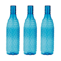 oliveware Premium Plastic Water Bottle, 1L, Set of 3, Blue