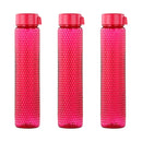 Oliveware Honey Comb Premium PET Water Bottle, Better Grip, 400 ml Capacity, BPA Free & Leak Proof, for Home & Office Use, Set of 3 (Pink)