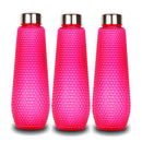 oliveware Corn Water Bottle with Round Cap, BPA Free & 100% Leak Proof, 1 Litre Capacity, Better Grip, Sturdy, Pink, Pack of 3