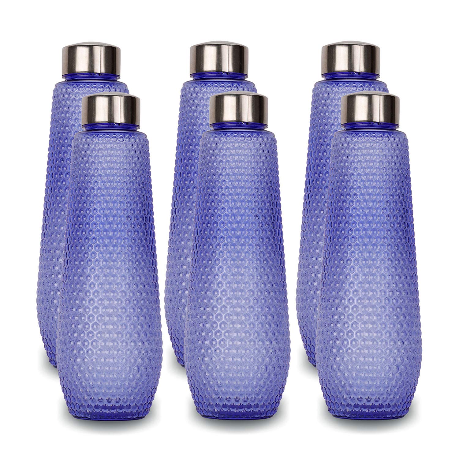 oliveware Corn Water Bottle with Round Cap | BPA Free & 100% Leak Proof | 1000 Ml | Sturdy | Violet | Pack of 6