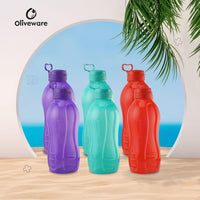 oliveware Jumbo 2 Litre Water Bottle, 100% Leak Proof, BPA Free Premium Plastic Bottle, for Home, Office & Gym, Sturdy with Holder, Pack of 6 (Multi)