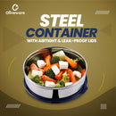 oliveware with Device Classic Stainless Steel Storage Container, Leak Proof & Spill Proof, Dishwasher & Freeze Safe (Blue - 1000ml)