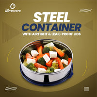 oliveware with Device Classic Stainless Steel Storage Container, Leak Proof & Spill Proof, Dishwasher & Freeze Safe (Blue - 1000ml)