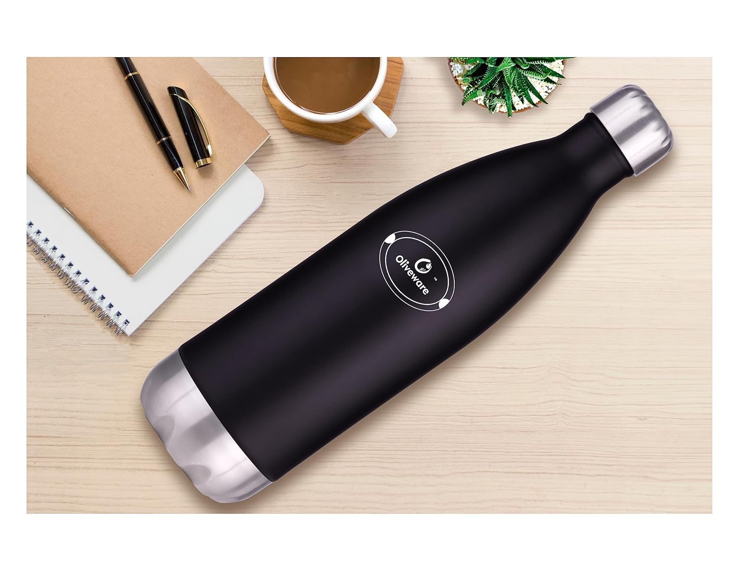 Oliveware Camo Vaccum Bottle with Sleeve, Stainless Steel (1000ml), Hot and Cold, Insulated Bottle, Fit for Indoor & Outdoors - Black