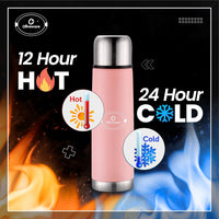 SOPL-OLIVEWARE Spyker Vacuum Double Wall Flask Bottle, Stainless Steel (500ml), Hot & Cold, Insulated Bottle, Fit for Indoor & Outdoors - Pink
