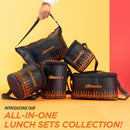 SOPL-OLIVEWARE Blaze Glassware Lunchbox with Napkin, Borosilicate Glass & Microwave Proof, Safety Lock Airtight Square Tiffin Storage, 2 Container in 320 ml Each - Black_Orange