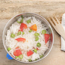 oliveware Magic Storage Containers, 100% Leak Proof and Spill Proof, 2 Stainless Steel Containers with BPA Free Airtight Lid (600ml Each) - Blue