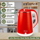 SOPL-OLIVEWARE King Electric Kettle, Stainless Steel with 2.5 Liter Capacity, 360 Degree Rotation, Heat Protection Handle, Automatic Power off, BPA Free - Red