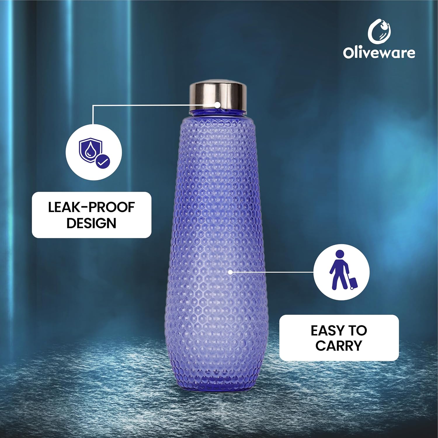 oliveware Corn Water Bottle with Round Cap | BPA Free & 100% Leak Proof | 1000 Ml | Sturdy | Violet | Pack of 6