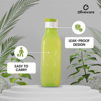 Oliveware Premium PET Water Bottle | SUPERIYA Range | Green - Pack of 6 | 1 Litre Bottle | Better Grip | 1000 Ml Capacity | for Home & Office Use