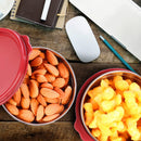 oliveware Elegant Storage Containers, 100% Leak Proof & Spill Proof, 2 Stainless Steel Containers with BPA free Airtight Lid (250 ml Each) - Red