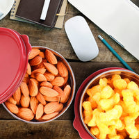 oliveware Elegant Storage Containers, 100% Leak Proof & Spill Proof, 2 Stainless Steel Containers with BPA free Airtight Lid (250 ml Each) - Red