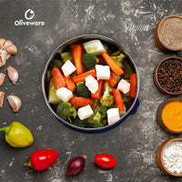 oliveware with Device Classic Stainless Steel Storage Container, Leak Proof & Spill Proof, Dishwasher & Freeze Safe (Blue - 1000ml)