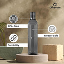 Oliveware Premium Plastic Water Bottle, 1L, Set of 6, Grey