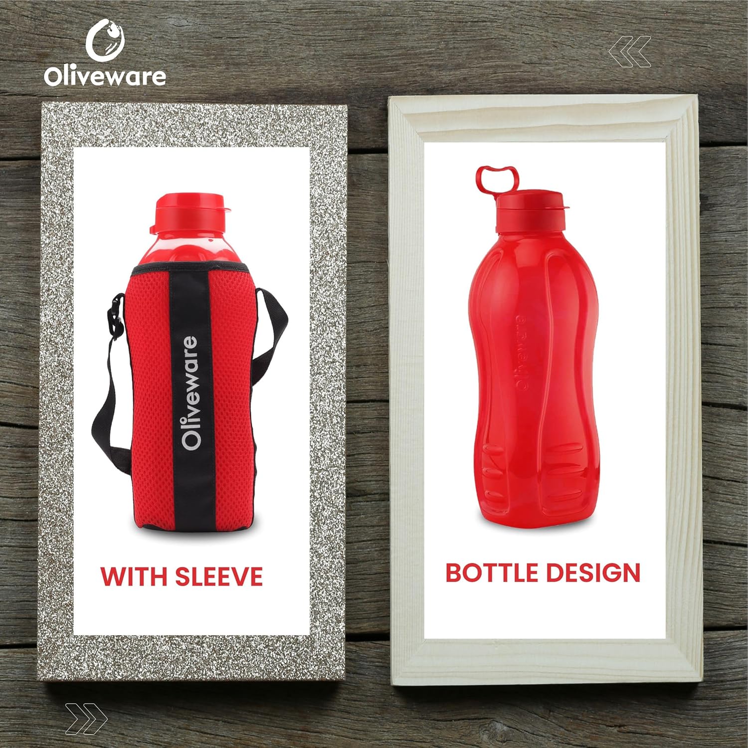 SOPL-OLIVEWARE Jumbo Water Bottle With Washable Carry Sleeve, Shoulder Strap, 2 Litre Bottle, BPA Free & Leak Proof, Fits in Fridge, Pack of 1 - Red