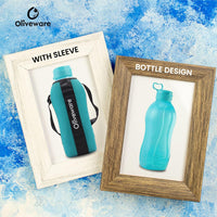 SOPL-OLIVEWARE Jumbo Water Bottle With Washable Carry Sleeve, Shoulder Strap, 2 Litre Bottle, BPA Free & Leak Proof, Fits in Fridge, Pack of 1 - Blue