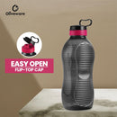 Oliveware King 2 Litre Water Bottle | For Home, Office & Gym | 2000 ML Jumbo Size | Sturdy with Holder | BPA Free Premium Bottle | Best Big 2L Bottle - Black Pink