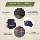 SOPL-OLIVEWARE Infinite Lunch Box, Microwave Safe & Leak Proof, 3 Inside Steel Containers with BPA Free Lids (290ml, 450ml & 600ml), Fabric Bag - Blue
