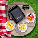 SOPL-OLIVEWARE Ivy Borosilicate Glassware Square Lunchbox, Napkin & Steel Spoon, Microwave Proof, 3 Cointainer with 320ml Each - Grey