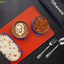 SOPL-OLIVEWARE Sophia Stainless Steel Lunch Box, Spoon & Fork, 100% Leak Proof, 3 Container with BPA Free Lid (350ml, 350ml, 550ml), Insulated Fabric Bag - Blue