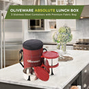 SOPL-OLIVEWARE Absolute Lunch Box, 100% Leak Proof, 3 Stainless Steel Containers with BPA Free Lids (2x600ml & 450ml), Fabric Bag - Red