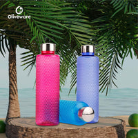 Oliveware Premium PET Water Bottle | Birdseye Range | 1 Litre Bottle | Better Grip | 1000 Ml Capacity | for Home & Office Use (Blue, 3)