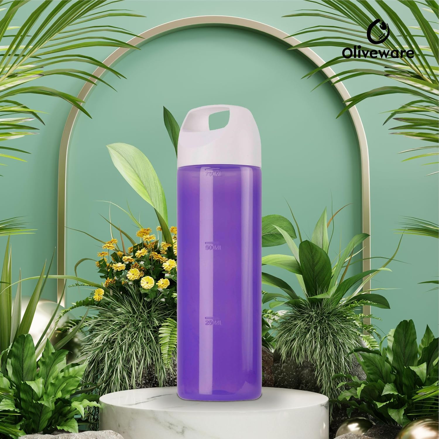 oliveware Hercules Water Bottle | Durable Plastic | Fits Bags & Fridge | 750 Ml Capacity | for Home & Office Use | With Easy Grip handle (Violet, 3)