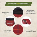 SOPL-OLIVEWARE Cleo Lunch Box, Microwave Safe & Leak Proof, 2 Inner Steel Containers with BPA Free Airtight Lids (450ml & 600ml), Fabric Bag - Red