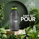oliveware King Premium Plastic Water Bottle, Sturdy with Holder, Better Grip, BPA Free with 100% Leak Proof, 2 Litre Bottle, Set of 1 - (Black_Green)