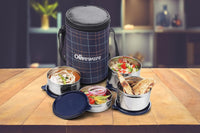 SOPL-OLIVEWARE Mega Lunch Box, 100% Leak Proof, 4 Stainless Steel Containers with BPA Free Airtight Lids (300ml, 450ml, 2x600ml) - Blue